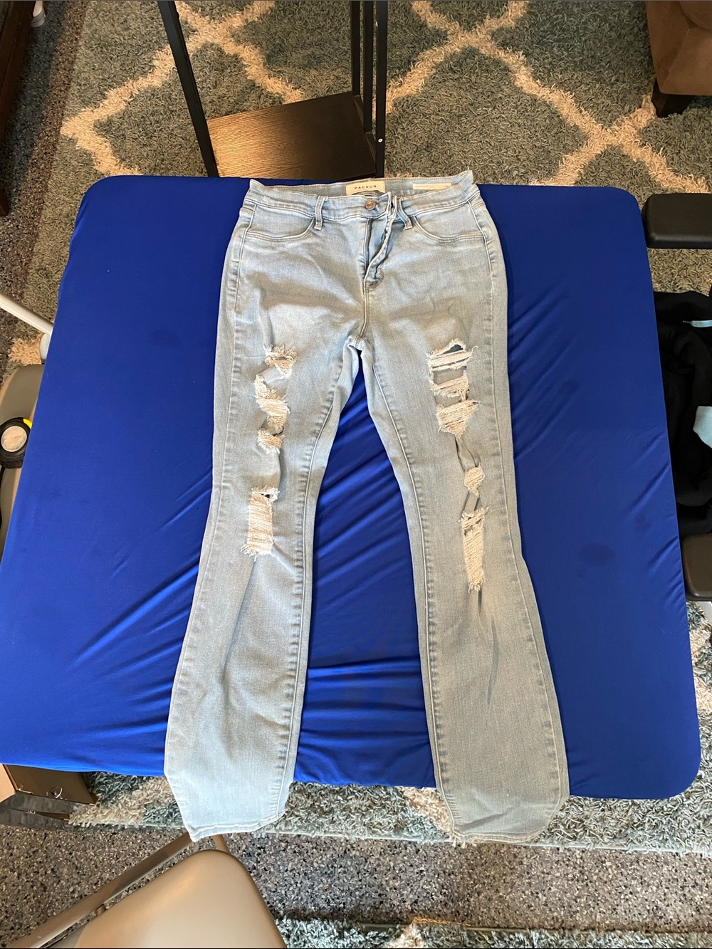 PacSun Light Blue Ripped Flare Jeans